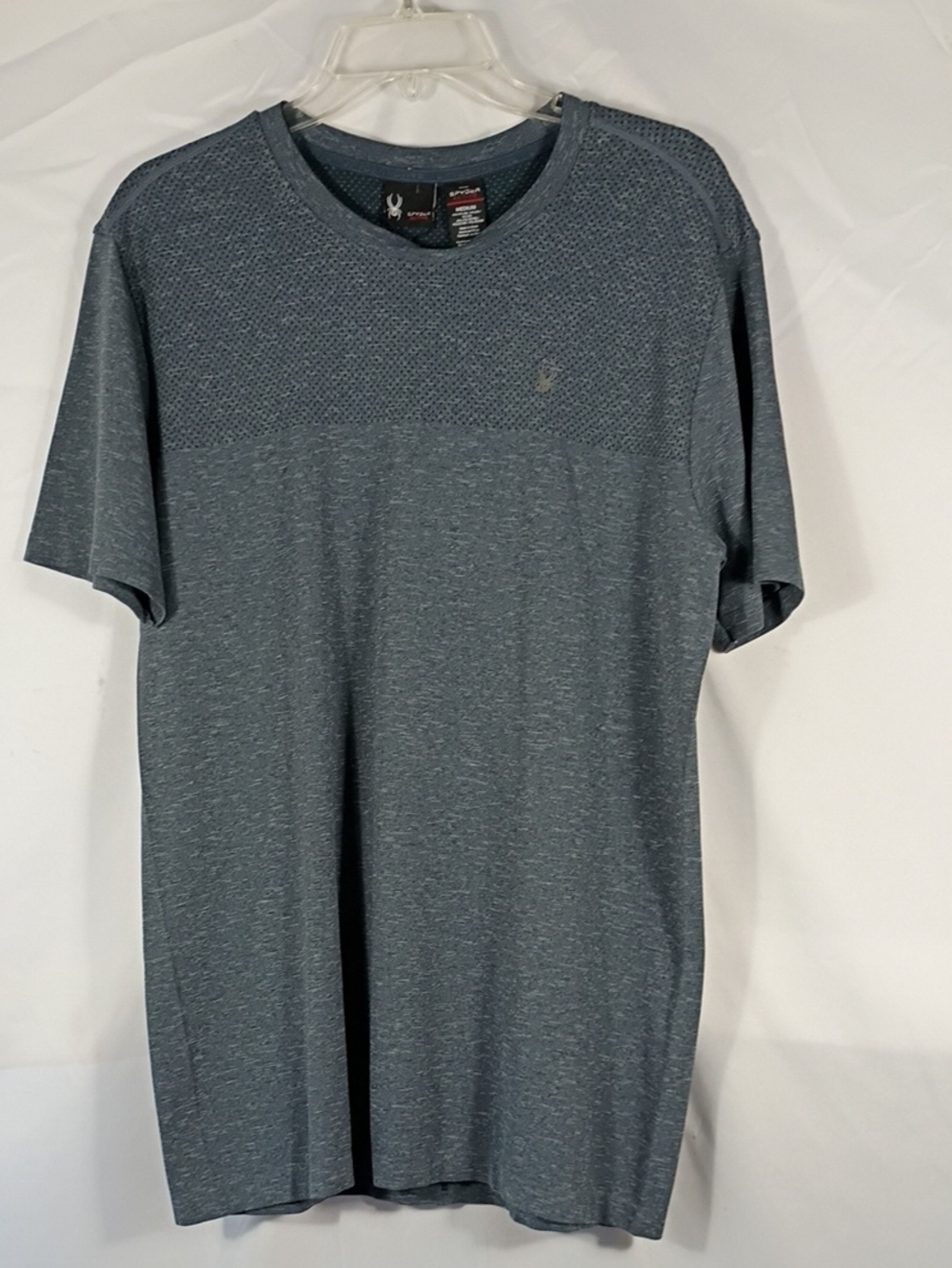 NWT Spyder Active Mens Grey Indigo Heather Breathable Seamless Tee Size Medium